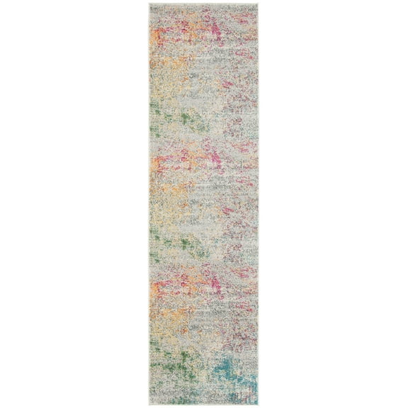 SAFAVIEH Madison Oscar Abstract Runner Rug, Grey/Gold, 2'2" x 8'