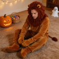 thumbnail image 2 of Adult Lion Costume,Halloween Plush Jumpsuit with Hood,Mane,Tail and Mittens,Full Body Animal Cosplay Outfit for Costume Party, 2 of 6