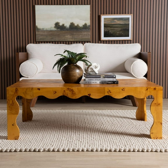 bali & pari Huxley Modern Coffee Table, Light Mappa Burl