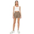 thumbnail image 4 of Cali1850 Women's High Rise Twill Cargo Shorts with Side Pockets Strap Closure, 4 of 7