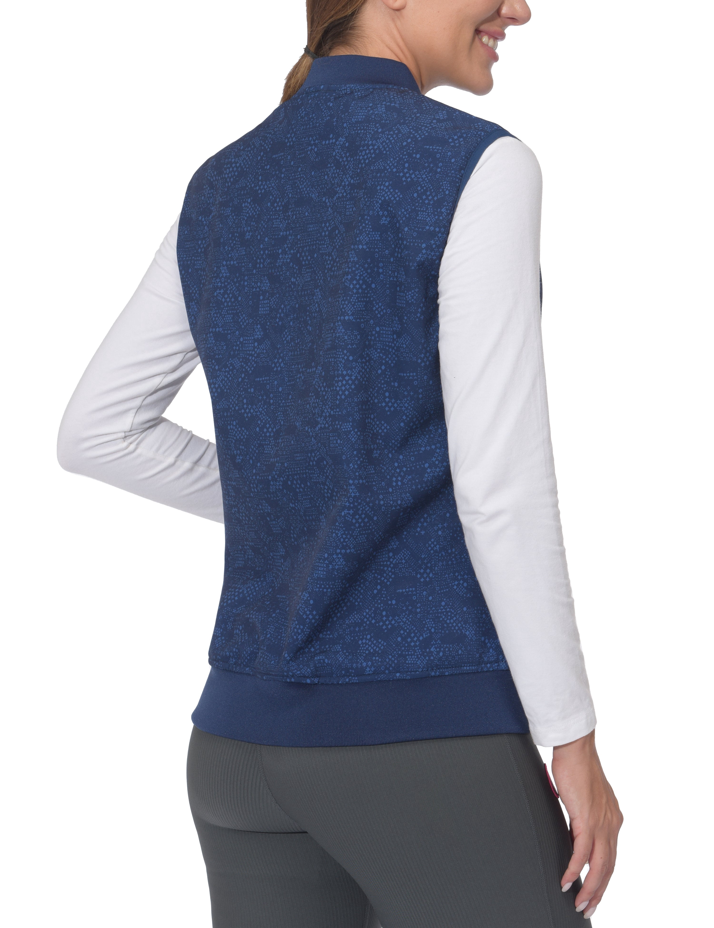 Little Donkey Andy Lightweight Fleece Lined Golf Hiking Vest for Women Waterproof Softshell Running Casual Sleeveless Jacket Navy Stars L