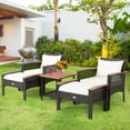 thumbnail image 1 of Costway 5PCS Patio Rattan Furniture Set Acacia Wood Table Armrest Cushion Yard, 1 of 10
