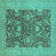 thumbnail image 1 of Ahgly Company Machine Washable Indoor Square Oriental Turquoise Blue Industrial Area Rugs, 7' Square, 1 of 4