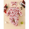 thumbnail image 3 of Christmas Outfit Long Sleeve Newborn Girls Tree Elk Print Jumpsuits 3M 6M 9M 12M 18M Winter Toddler Infant Xmas Headband Outfits, 3 of 10
