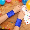 thumbnail image 2 of Stylish Party Sparkly Blingbling Sequin Arm Sleeves Color Blue Size One Size, 2 of 4