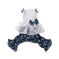 thumbnail image 1 of CSChome Dog Jumpsuit Dog Jumpsuit Round Neck Ruffles Hem Floral Printed Bowknot Romper Pet Jumpsuits, 1 of 6