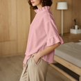 thumbnail image 7 of WCJM Women's Short Sleeve T-shirt Women Loose Fit Ruffled Short Sleeve Pullover Blouse Crewneck Cotton Linen Casual Top(Pink,S), 7 of 7