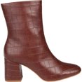 thumbnail image 2 of Women's Journee Collection Trevi Heeled Ankle Bootie Brown Croco Faux Leather 7 M, 2 of 4