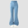 thumbnail image 2 of Tfken Jeans For Boys Kids Medium Wash Flare-Leg Comfort Waist Slim Fashion Solid Color Blue Trousers Size 8-9 Years, 2 of 9
