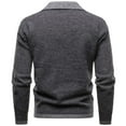 thumbnail image 5 of Men's Sweaters Autumn and Winter Men's Contrast Color Lapel Fake Two-Piece Sweater Simple Knitted Cardigan Dark Gray M, 5 of 6