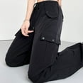 thumbnail image 7 of Wycnly Womens Cargo Pants Womens Dress Pants Fashion Drawstring Elastic Waist Straight Leg Cargo Pants Casual Solid Loose Ladies Long Pants Trousers with Pocket Fall, 7 of 7