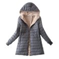 thumbnail image 2 of Up to 45% Off Women's Solid Plus Fleece Cotton Jacket Warm Lamb Fleece Top Coat Sweater Coat on Clearance, 2 of 3