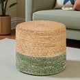 thumbnail image 3 of Tcbosik Woven Ottoman Stool, 18 Inch Round Pouf Stool for Living Room, Multi-Purpose Footrest and Seat, Natural & Green, 3 of 6