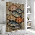 thumbnail image 6 of Coastal Nautical Bathroom Shower Curtains with 12 Hooks Polyester Waterproof Shower Curtain for Stalls and Bathtubs Summer Ocean Vintage Fishes Print Decorative Bathroom Privacy Curtain 72x78 Inches, 6 of 9