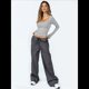 thumbnail image 5 of Tops Cortos de Algodón para Mujer, Camisetas de Larga, Cuello Cuadrado, Tops Y2k, Corte Entallado, Ropa de Moda para Salir de Otoño Gris M, 5 of 8