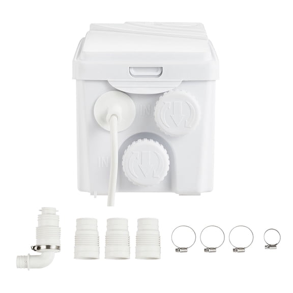 Upflush Toilet System, 350W Macerator Pump with 3 Inlets for Basement Bathroom, Kitchen, Laundry Waste Water Removal, 6000 L/h Flow, 23 ft Head