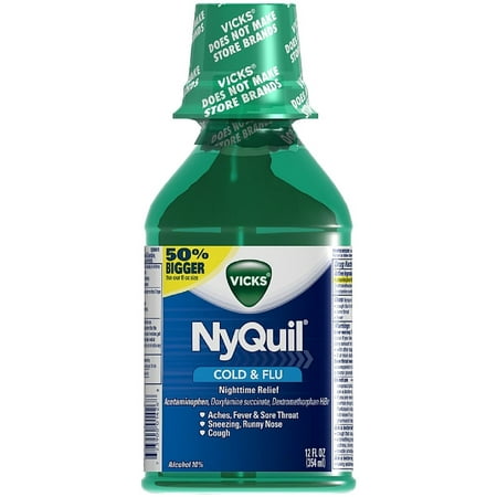 Vicks Nyquil Rhume et grippe secours liquide Nighttime, saveur originale (12 oz Paquet de 4)