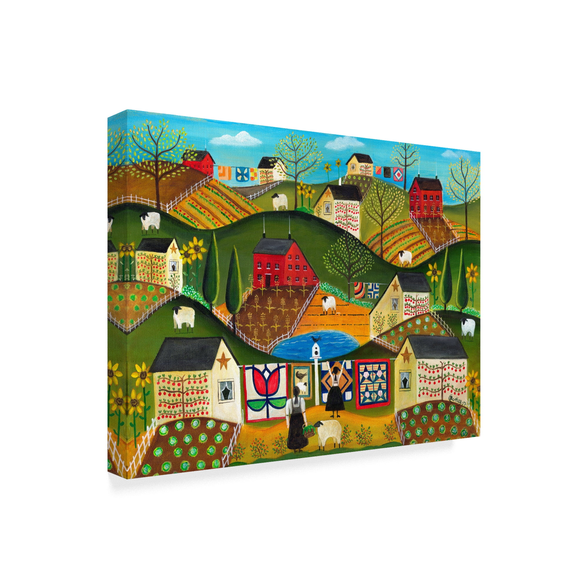 Trademark Fine Art 'Country Garden Folk Art Quilts' Canvas Art by Cheryl Bartley