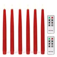 thumbnail image 4 of Rhytsing 11.4" Flameless Taper Candles with Timer Function, Battery Operated Dinner Table Tall Candlestick Rustic Wax, Warm White LED, 2 Remotes Included - Set of 6 (Red), 4 of 6