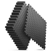 WSSYzyzf 12-Pack EVA Foam Interlocking Floor Tiles 24x24 Inch 48 SQ FT Black - Waterproof Non-Slip Puzzle Mat for Home Gym Equipment Kids Play Areas Exercise