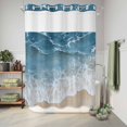 thumbnail image 6 of No Hook Shower Curtain with Built-in Rings - Abstract Blue Beach Washable Waterproof Fabric Bathroom Curtains for Hotel,Rentals, 60 X 72 Inch Long , Watercolor Modern Art, 6 of 9
