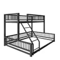 thumbnail image 6 of Euroco Metal Twin XL over Queen Bunk Bed, Convertible Floor Bed with Ladder and Guardrails, Black, 6 of 12