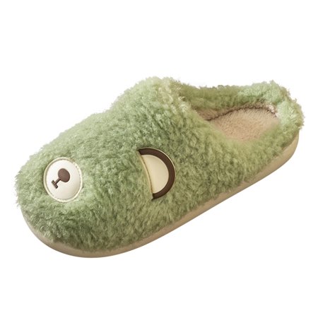 

Women Walking Shoes Winter Couples Women Warm Home Baotou Plush Soft Bottom Comfortable Cute Cartoon Flat Cotton Slippers slipper for Women Plush Green