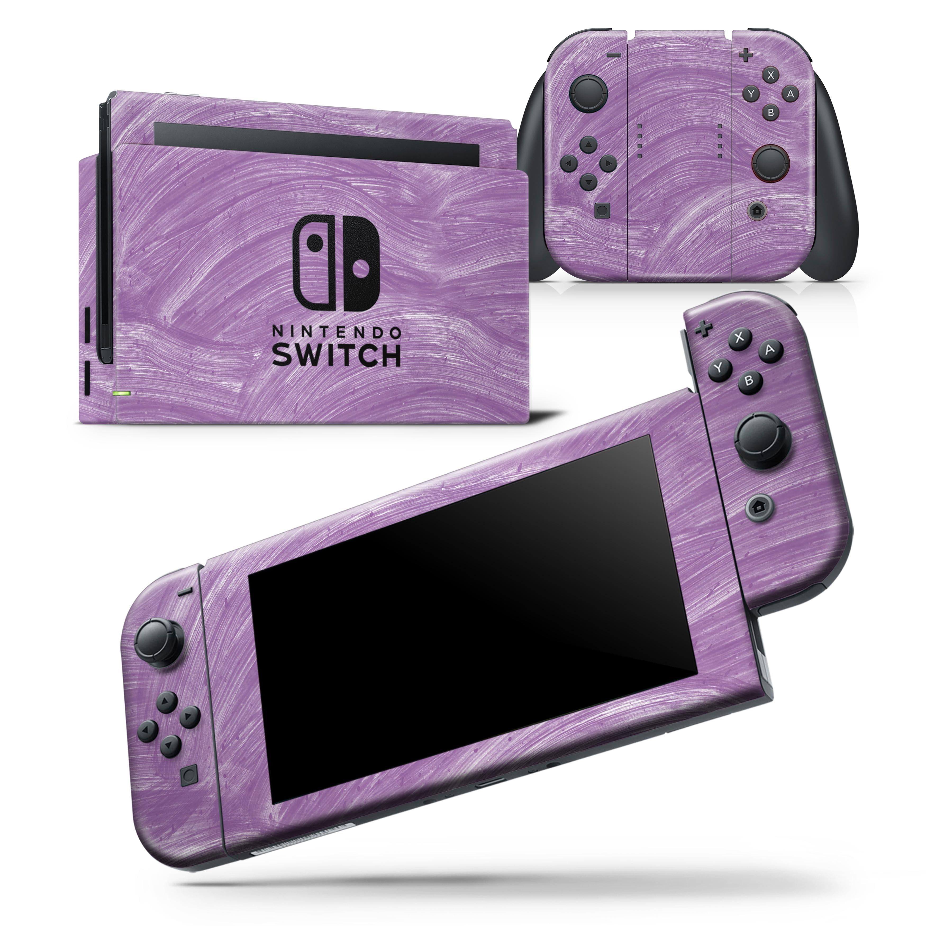 Purple Brush Strokes Skin Wrap Decal Compatible with the Nintendo