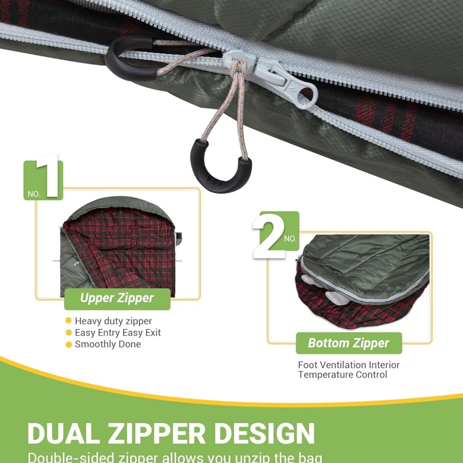 Sleeping Bag for Adults, Cold Weather & Warm Extra Wide Big & Tall XL Portable Waterproof Flannel Sleeping Bags, Essentials Gear Accessories for Camping Backpacking Hiking Indoor & Outdoor