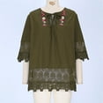 thumbnail image 6 of QLEICOM Womens V-Neck 3/4 Sleeve Tunic Top, Vintage Lace Patchwork Bow Plus Size T Shirt Blouse, Ladies Floral Printed Chic Tops Hem Trendy Cutout Tops, Tees & Blouses S-5XL, 6 of 6