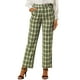 thumbnail image 1 of INSPIRE CHIC Pantalones a cuadros casuales para mujer, bolsillos, pierna recta, trabajo, oficina, pantalones Verde L, 1 of 6