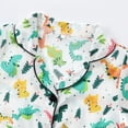 thumbnail image 4 of MEZZALL Boys Pajamas Sets Kids Soft Satin Cartoon Dinosaur Print Sleep Set Long Sleeve Lapel Button Tops Matching Full Length Pants Summer Loungewear Relaxed Fit Sleepwear, 4 of 8