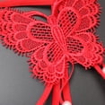 thumbnail image 4 of Panties for Women,Embroidered Hollow Low Waist Underwear Open Cut Thong with Pearl Massage Detail,Womens Underwear,Red,One Size, 4 of 5