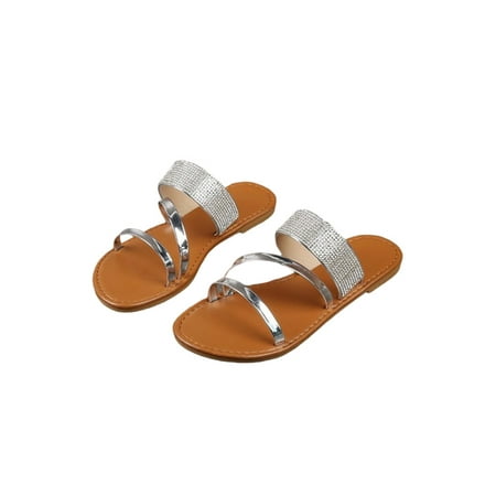 

Avamo Women Rhinestone Slippers Mules Sandals Slip On Casual Shoes Open Toe Anti-Slip