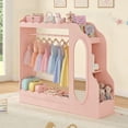 thumbnail image 5 of Curipeer Kids Dress up Storage with Mirror & Bookshelves, Wood Armoire Wardrobe Closet for Bedroom,Pink, 5 of 10