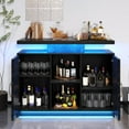 thumbnail image 4 of DreamCurship LED Sideboard Buffet Cabinet, Black Wine Bar Cabinet with LED Light, Coffee Bar Cabinet with Charging Station, Black, 4 of 7