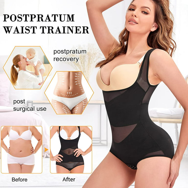 Nebility Women Shapewear Bodysuit Tummy Control Butt Lifter Panty Hi-Waist  Trainer Stomach Body Shaper Slimming Girdles Tank Tops