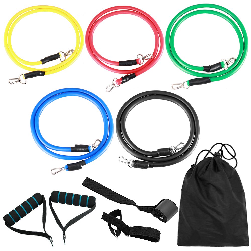 11pcs Fitness Resistance Bands Set Workout Exercise Tube Bands with