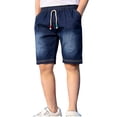 thumbnail image 2 of ATOGUTA Boys Denim Shorts Cute Summer Trendy Fashion Jean Shorts High Waist Straight Leg Clothes Jorts Size 1T-12, Navy, 2 of 6