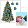 thumbnail image 4 of AuroraX Blue Christmas Decoration Set Art Deco Plastic Shatterproof Hanging Ball Ornaments Glitter 3.1" Decorative 4 Pcs for Xmas,Christma Tree Decor, 4 of 6