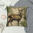 thumbnail image 2 of Leisuo Vintage Wildlife AnimalsThrow Pillow Covers Squirrel Bear Elk Rabbit with Green Plants Cushion Cover Home Decor Square Pillowcase (Animals), 2 of 5