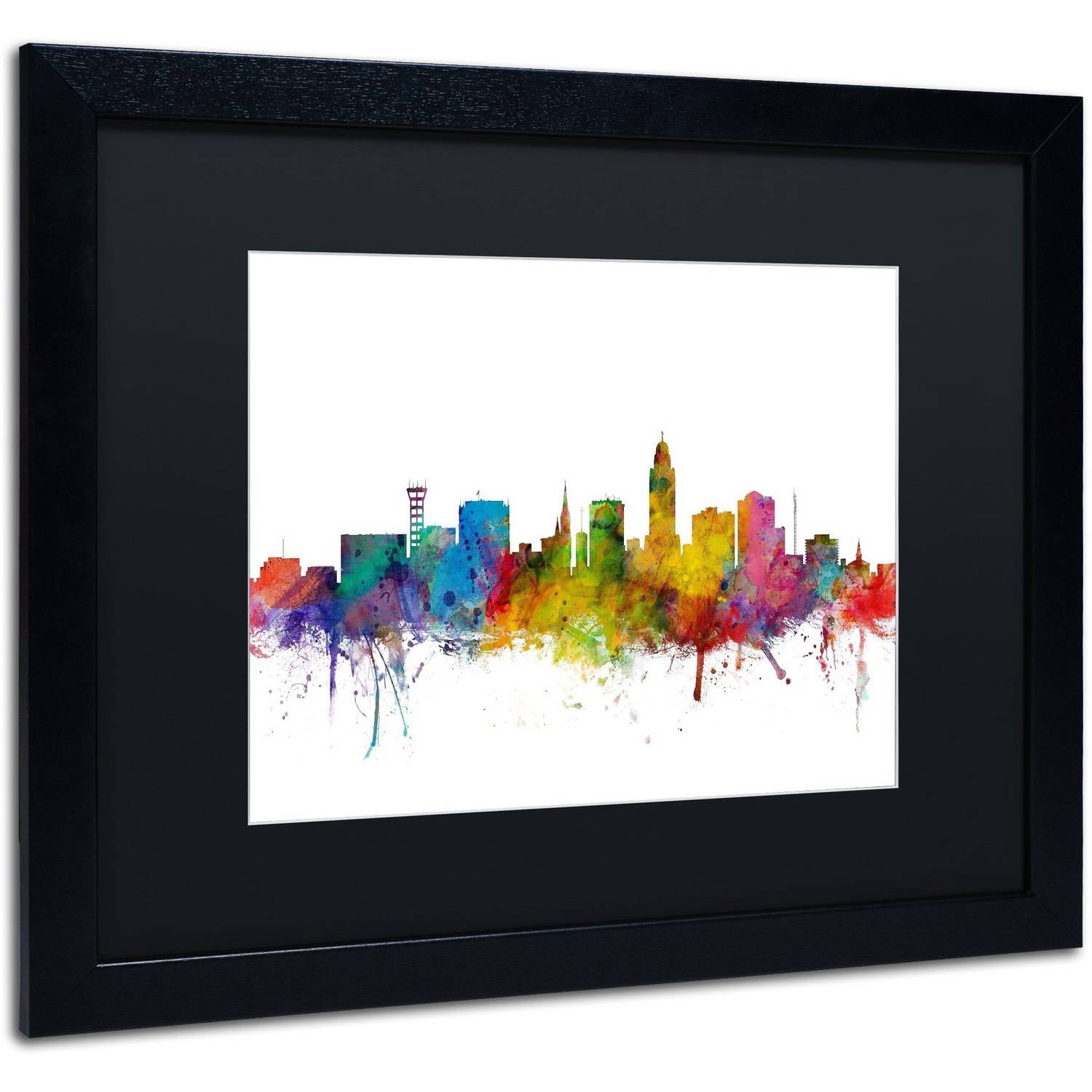Trademark Fine Art ''Lincoln Nebraska Skyline'' by Michael Tompsett 16" x 20"  Black Frame