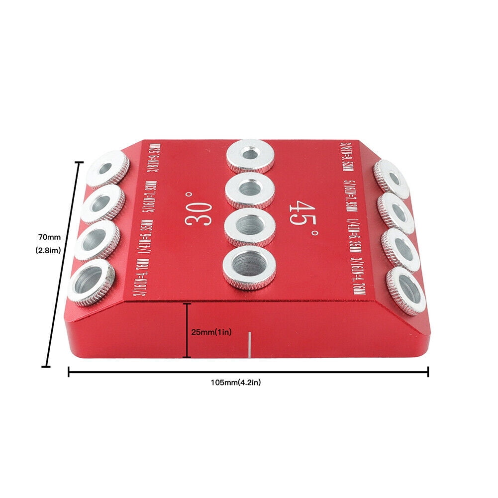 30/45/90 Degree Woodworking Pocket Hole Jig Drill Guide CNC Hole Puncher (Red)