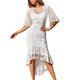 thumbnail image 1 of Women Ladies Dip Hem High Low Assymetric Lace Dress Bodycon Fishtail Swing Dress, 1 of 3