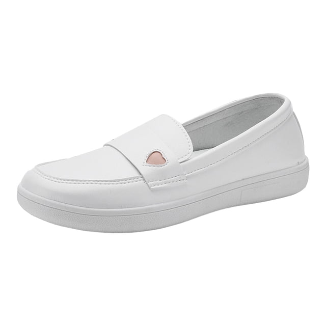 Zapatos de enfermería para mujer, de piel sintética, planos, mocasines transpirables. corazon 38