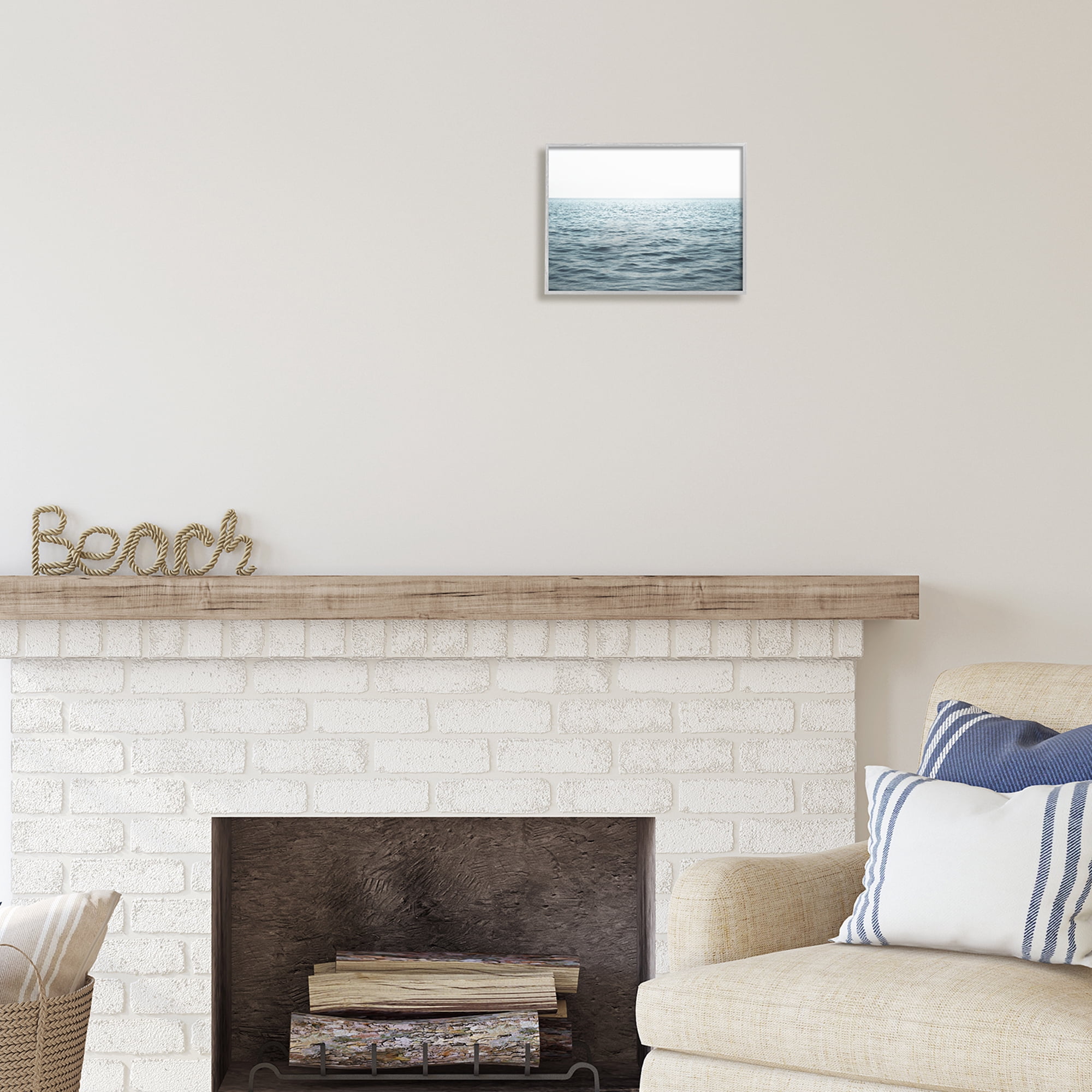 Stupell Industries Blue Sea Waves Photography Nature Photography Gray Framed Art Print Wall Art, 14 x 11