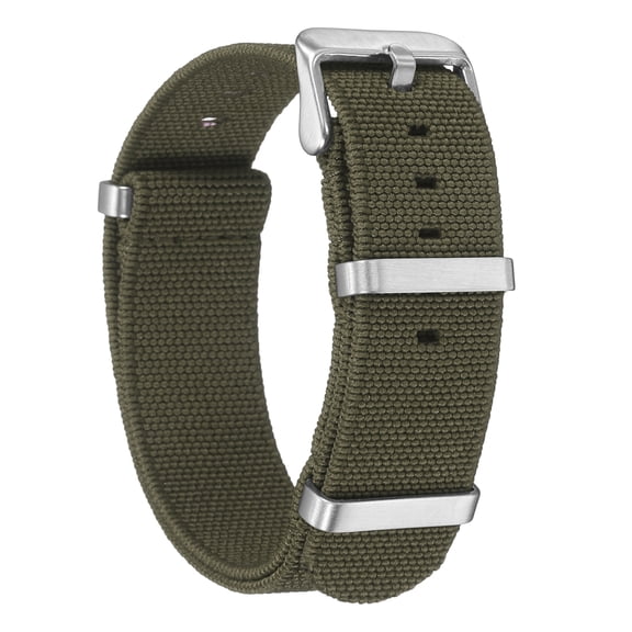 Uxcell Elastic Nylon Watch Band 22mm One-Piece French Watch Strap Waterproof Replacement Wristwatch Strap with Silver Buckle for Men Women, Green