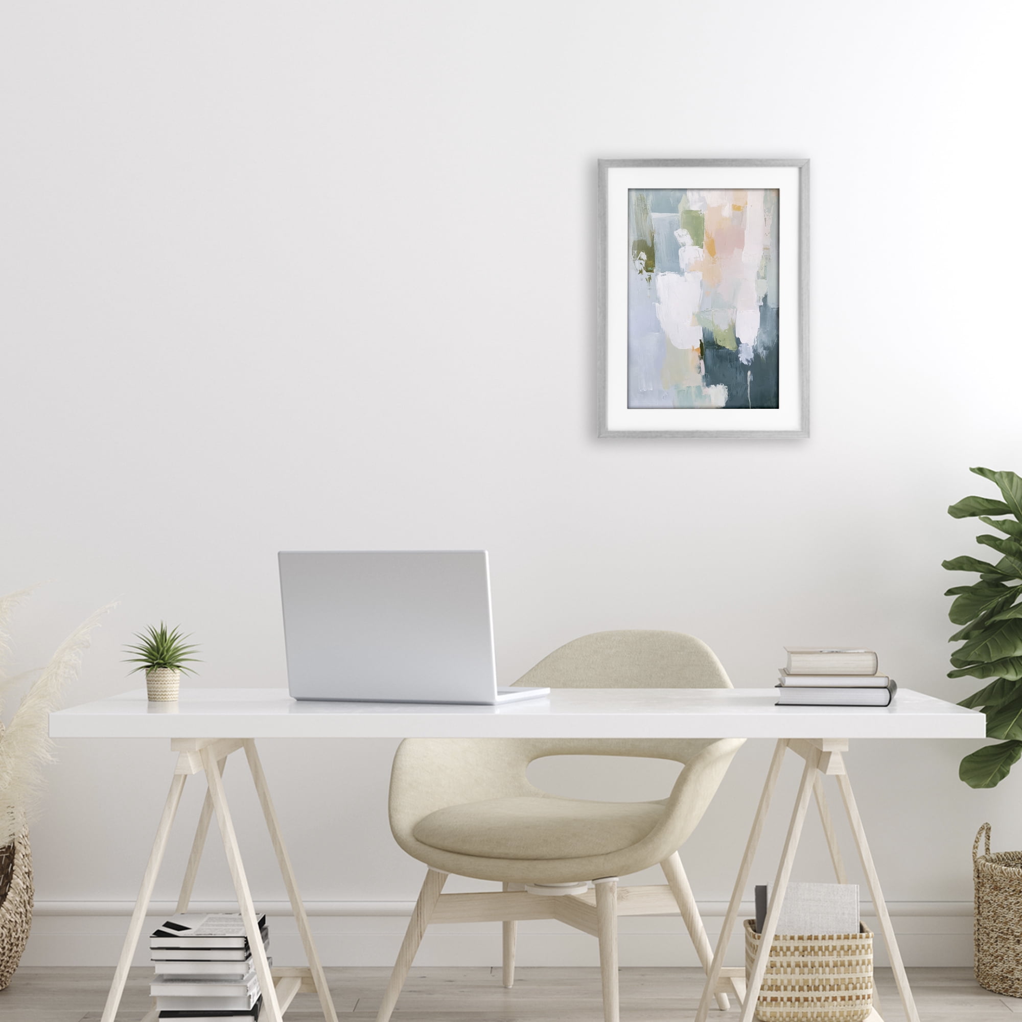 Stupell Industries Abstract Pastel Brushstroke Composition Gray Framed Print Under Glass, design by Petal Prints Design
