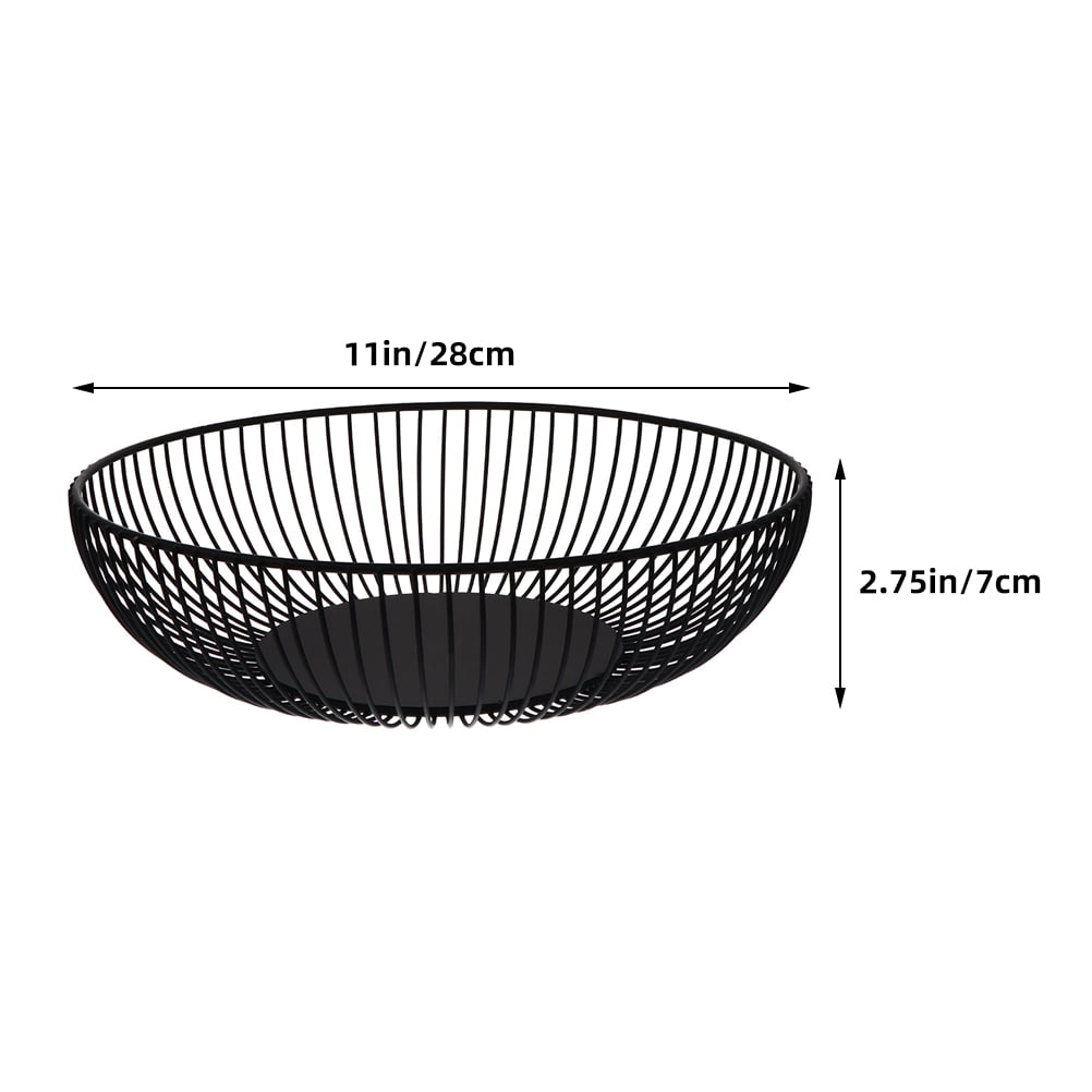 Raindrops  2 Pcs Iron Vegetable Basket Metal Large Mesh Fruit Bowl Black