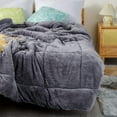 thumbnail image 6 of DOMDEC Luxury Flannel Fleece Comforter with Plush Sherpa Back - Faux Fur Blanket, Winter Warmth, Grey King Size 104x90 Inches, 6 of 8